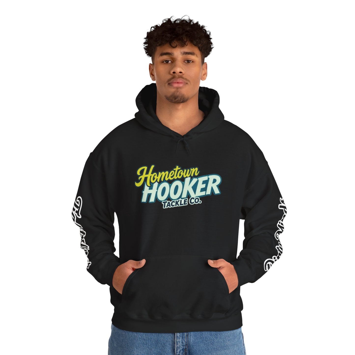 Hometown Hooker Tackle Co. Hoodie – Funny Fishing Hoodie, Retro Sunset Angler Graphic, Adult Humor Fisherman Sweatshirt, Tight Lines Dirty Minds Gift