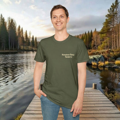 Hometown Hooker Tackle Co. Retro Pin-Up Graphic Tee-Unisex Funny Fishing T-Shirt