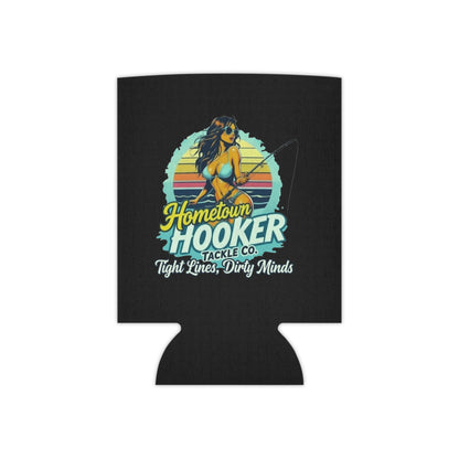 Hometown Hooker Tackle Co Can Cooler – Tight Lines, Dirty Minds Retro Fishing Koozie