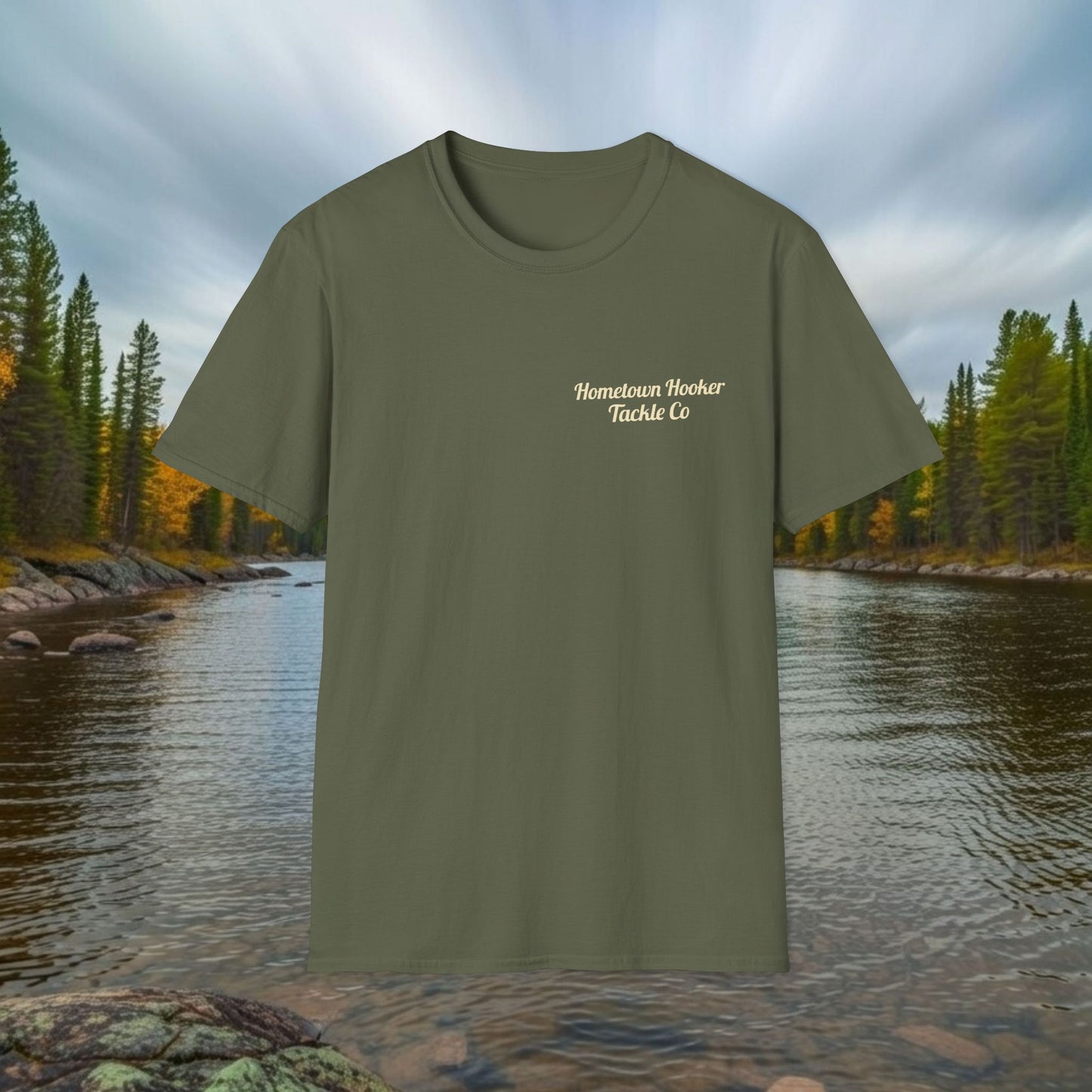 Hometown Hooker Tackle Co. Retro Pin-Up Graphic Tee-Unisex Funny Fishing T-Shirt