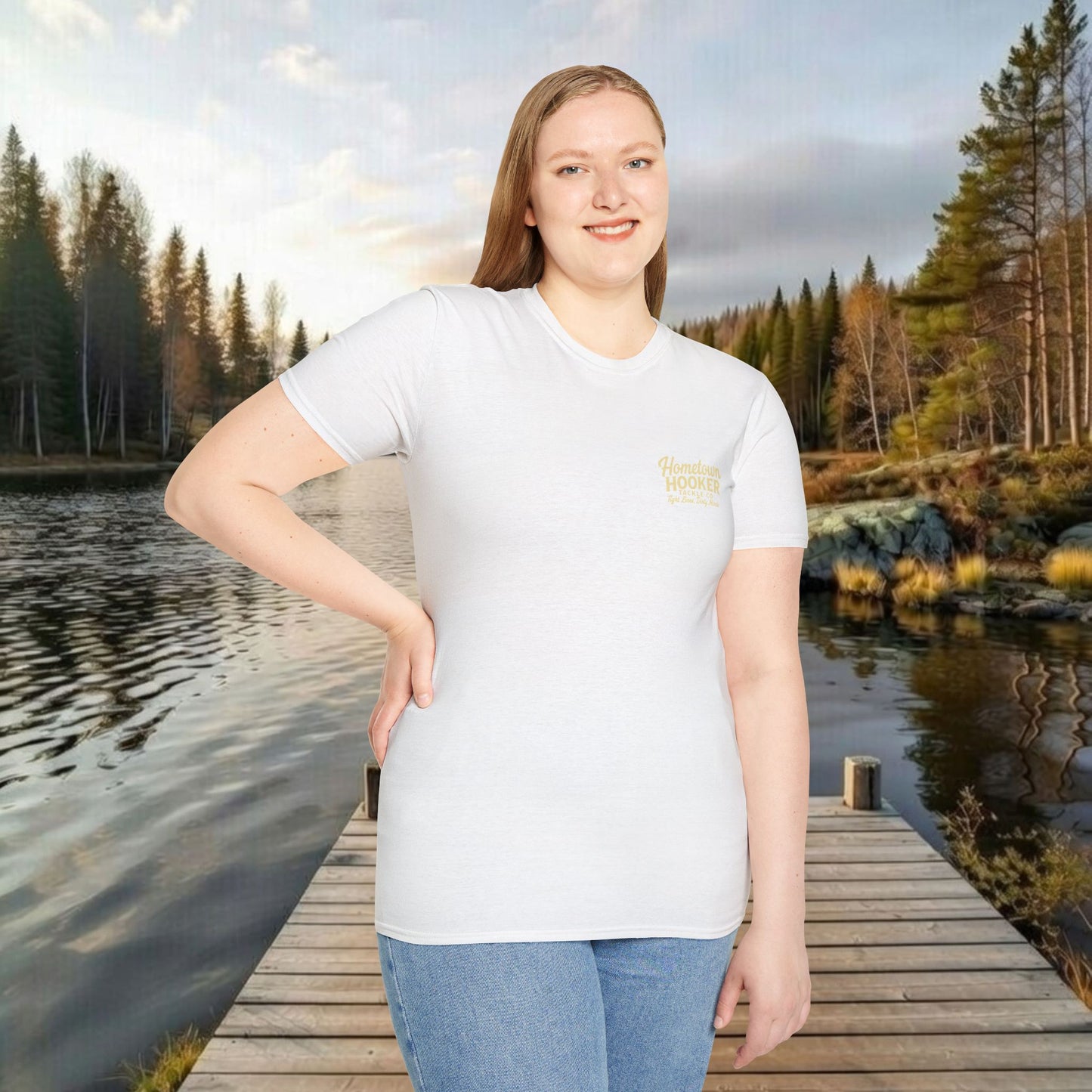 Hometown Hooker Tackle Co. Retro Pin-Up Tee | Funny Unisex Fishing Shirt