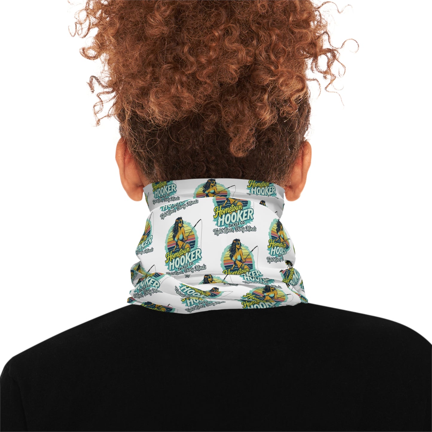 Hometown Hooker Tackle Co Angler Neck Gaiter – UPF 50+ Multifunctional Fishing Buff, Breathable Sun Protection Face Mask & Headband with Playful Graphic