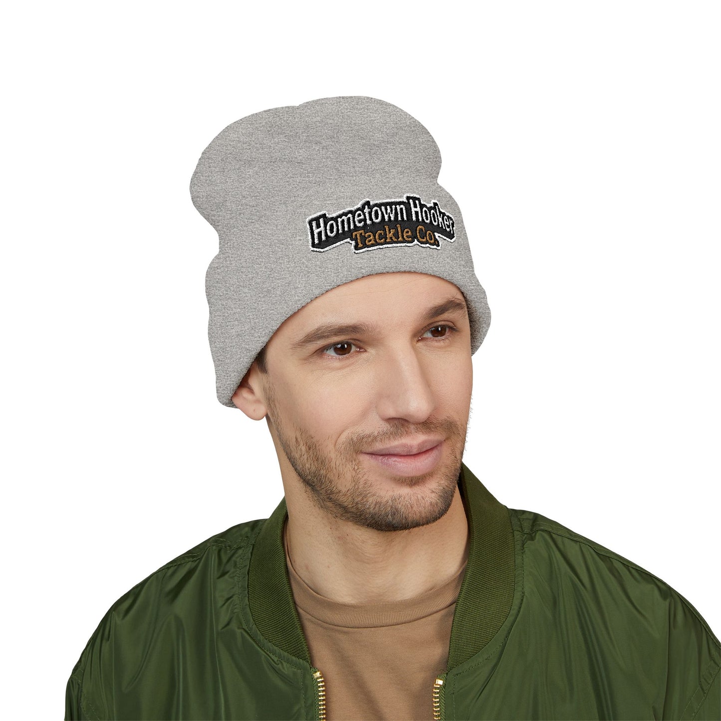 Hometown Hooker Embroidered Cuffed Beanie - Funny Fishing Beanie Hat, Adult Humor Fisherman Gift, Lake Life Winter Hat, Bass Fishing Accessory