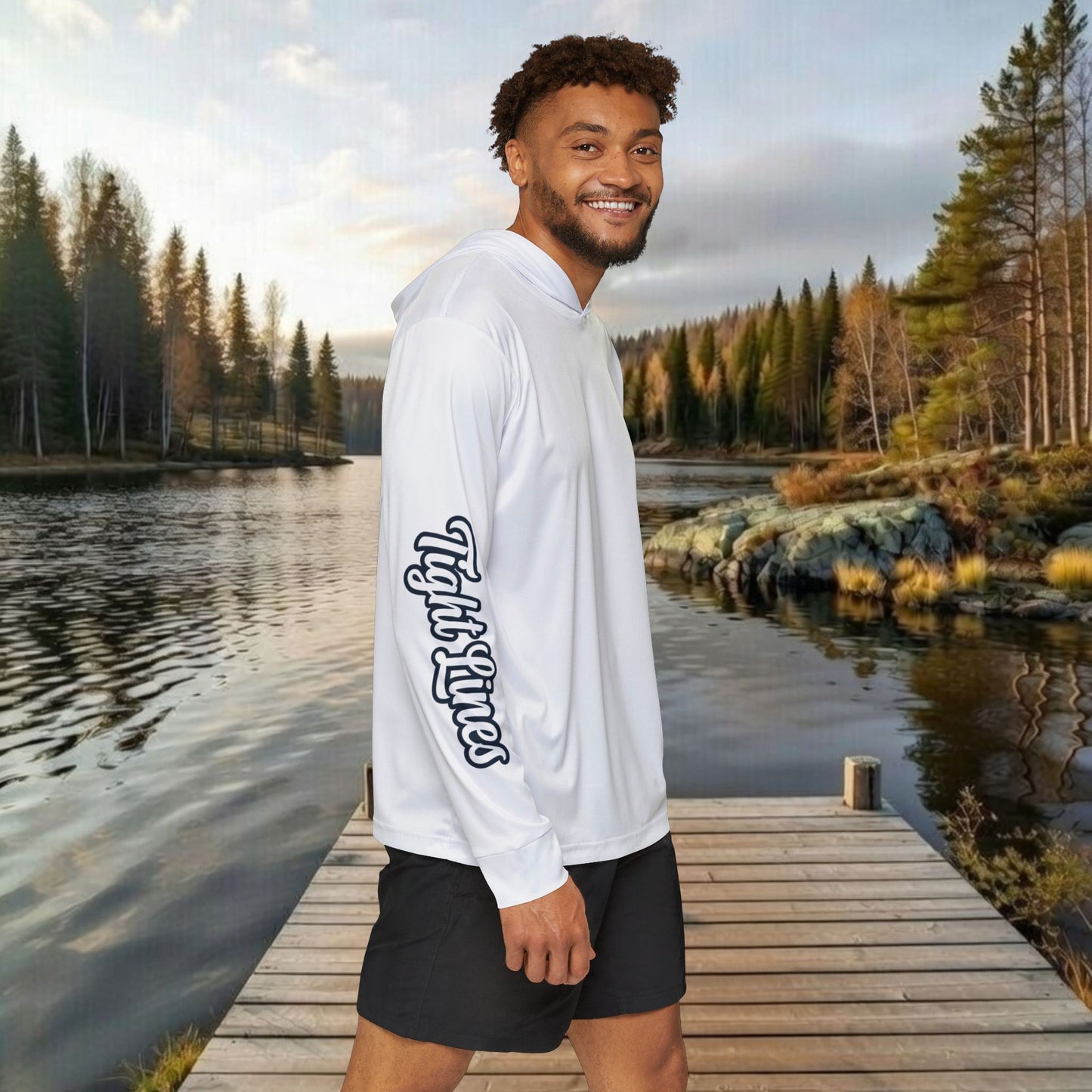 Hometown Hooker Tackle Co UPF 50+ Hooded Fishing Shirt – Lightweight Sun Protection Hoodie, Moisture-Wicking Performance Sun Shirt for Anglers – Tight Lines, Dirty Minds