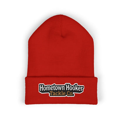 Hometown Hooker Embroidered Cuffed Beanie - Funny Fishing Beanie Hat, Adult Humor Fisherman Gift, Lake Life Winter Hat, Bass Fishing Accessory