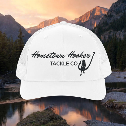 Hometown Hooker Tackle Co. Trucker Hat – Retro Fishing Mesh Cap.