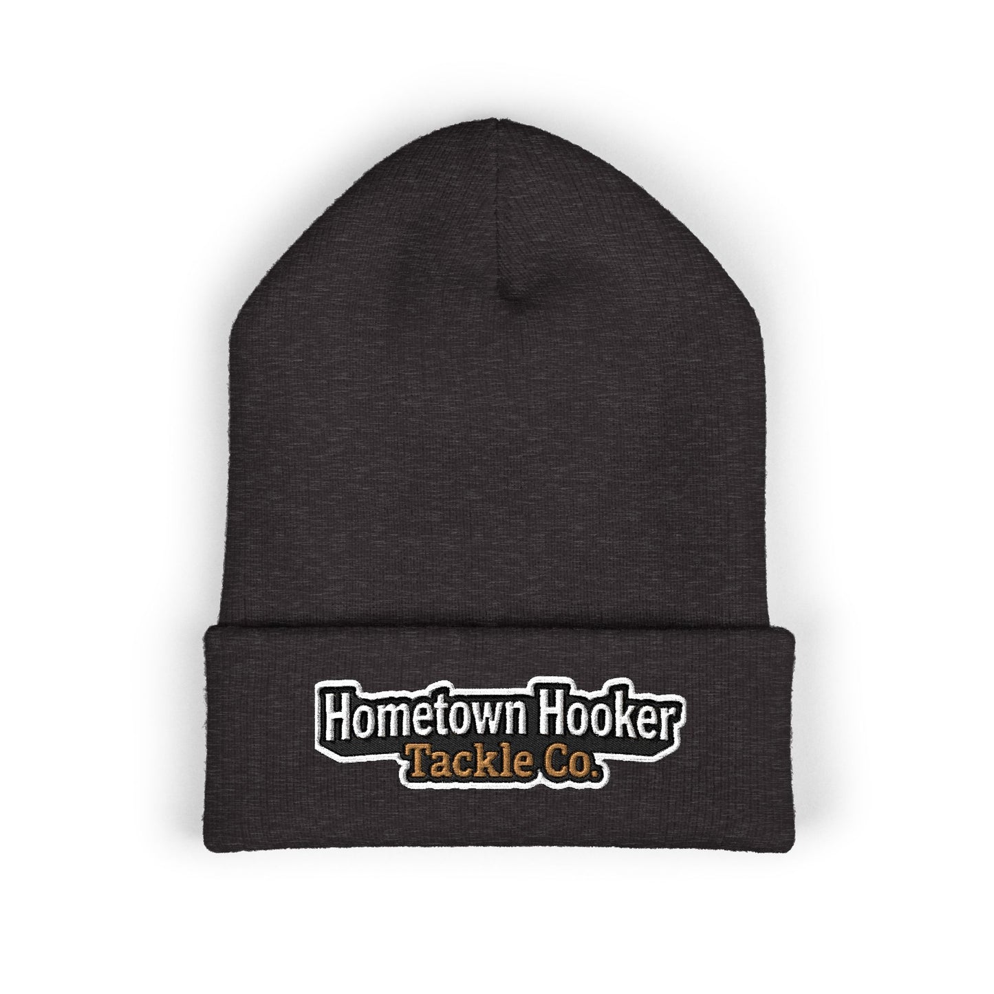 Hometown Hooker Embroidered Cuffed Beanie - Funny Fishing Beanie Hat, Adult Humor Fisherman Gift, Lake Life Winter Hat, Bass Fishing Accessory