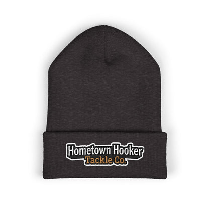 Hometown Hooker Embroidered Cuffed Beanie - Funny Fishing Beanie Hat, Adult Humor Fisherman Gift, Lake Life Winter Hat, Bass Fishing Accessory