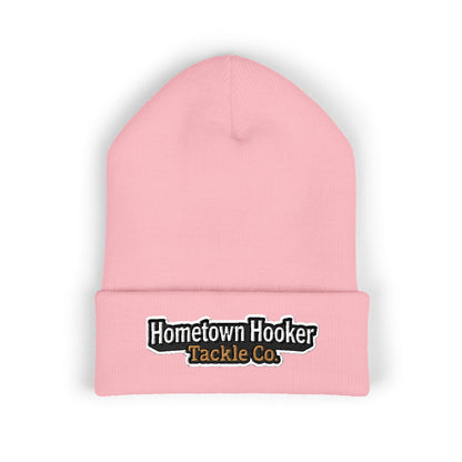 Hometown Hooker Embroidered Cuffed Beanie - Funny Fishing Beanie Hat, Adult Humor Fisherman Gift, Lake Life Winter Hat, Bass Fishing Accessory