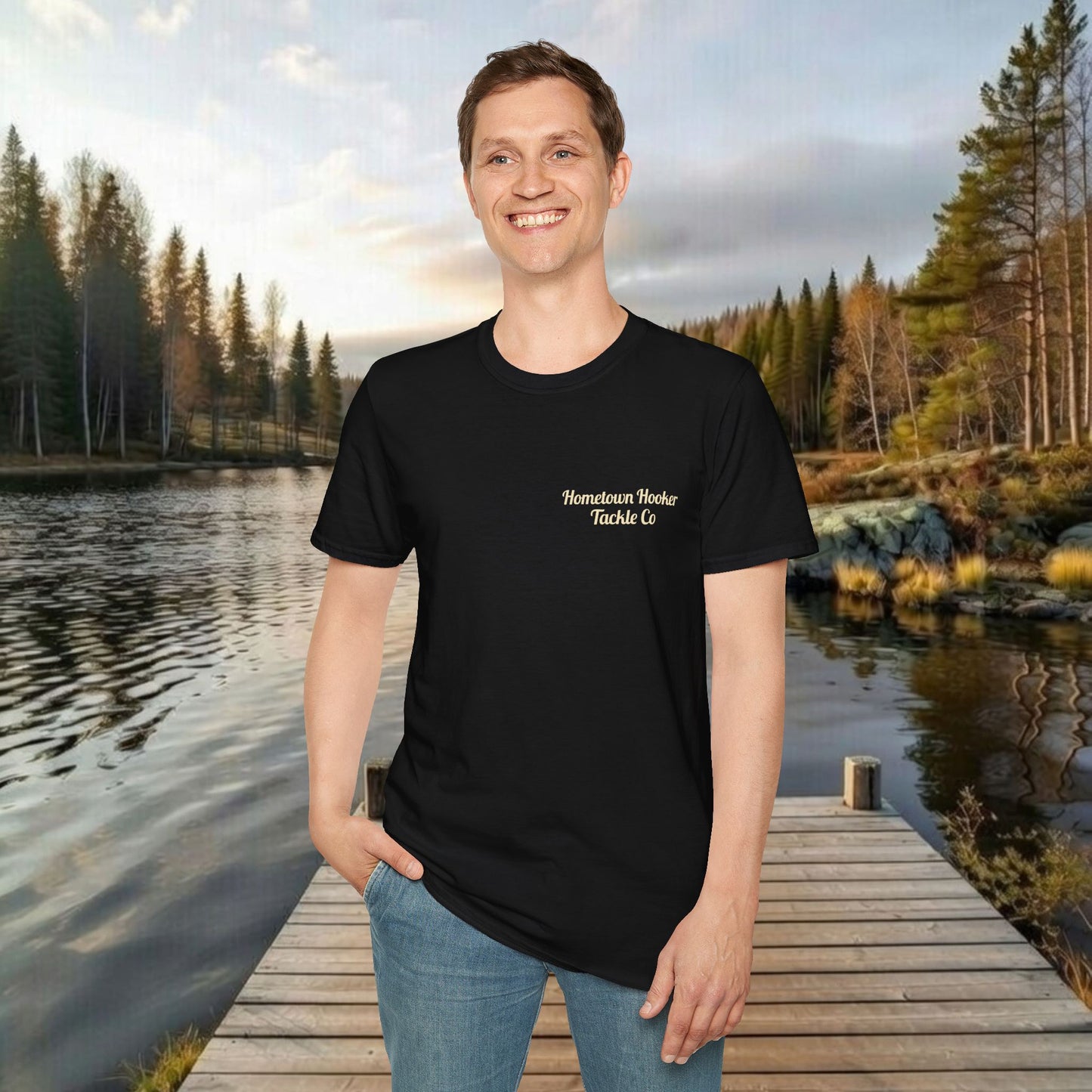Hometown Hooker Tackle Co. Retro Pin-Up Graphic Tee-Unisex Funny Fishing T-Shirt