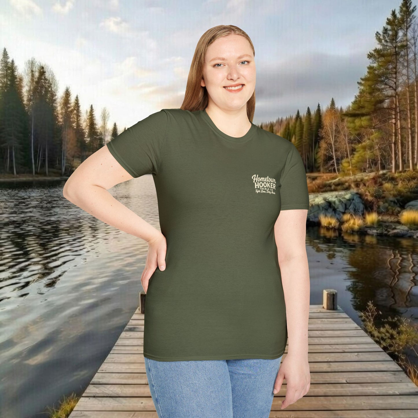 Hometown Hooker Tackle Co. Retro Pin-Up Tee | Funny Unisex Fishing Shirt