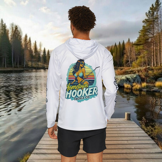 Hometown Hooker Tackle Co UPF 50+ Hooded Fishing Shirt – Lightweight Sun Protection Hoodie, Moisture-Wicking Performance Sun Shirt for Anglers – Tight Lines, Dirty Minds