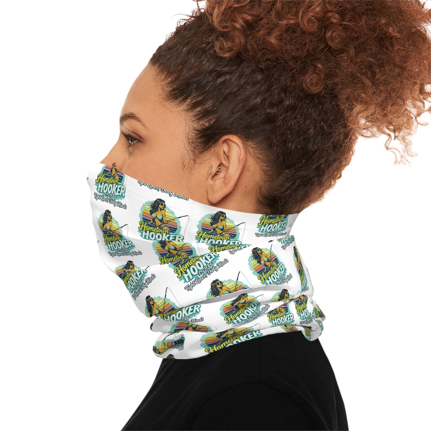 Hometown Hooker Tackle Co Angler Neck Gaiter – UPF 50+ Multifunctional Fishing Buff, Breathable Sun Protection Face Mask & Headband with Playful Graphic