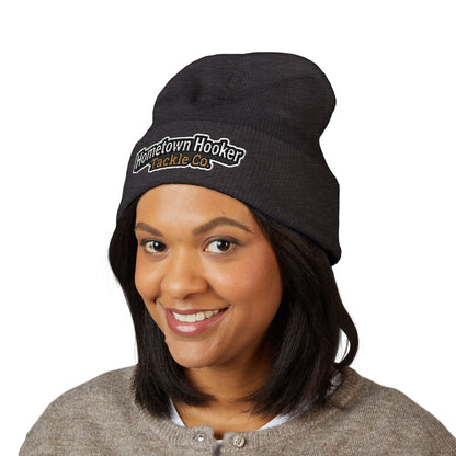 Hometown Hooker Embroidered Cuffed Beanie - Funny Fishing Beanie Hat, Adult Humor Fisherman Gift, Lake Life Winter Hat, Bass Fishing Accessory