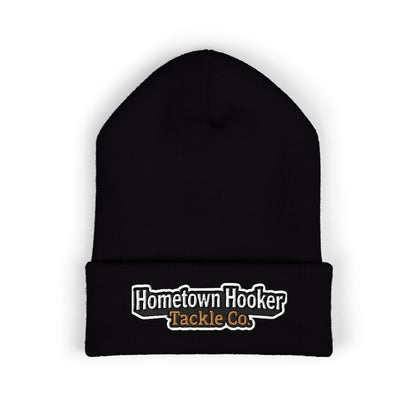 Hometown Hooker Embroidered Cuffed Beanie - Funny Fishing Beanie Hat, Adult Humor Fisherman Gift, Lake Life Winter Hat, Bass Fishing Accessory