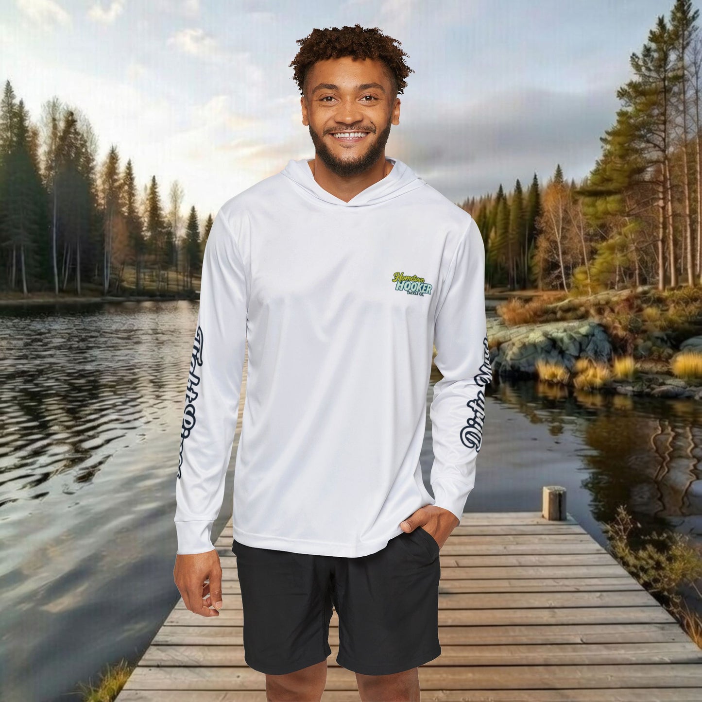 Hometown Hooker Tackle Co UPF 50+ Hooded Fishing Shirt – Lightweight Sun Protection Hoodie, Moisture-Wicking Performance Sun Shirt for Anglers – Tight Lines, Dirty Minds