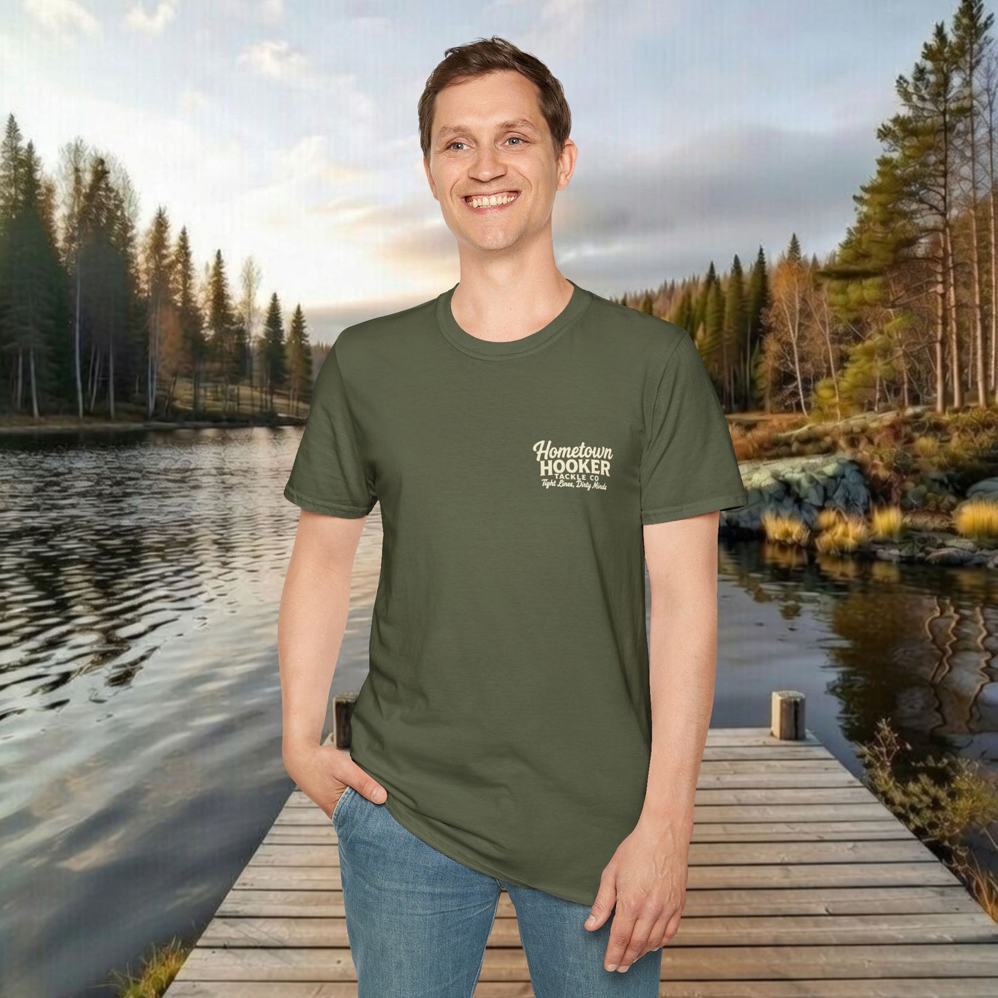 Hometown Hooker Tackle Co. Retro Pin-Up Tee | Funny Unisex Fishing Shirt