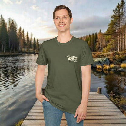 Hometown Hooker Tackle Co. Retro Pin-Up Tee | Funny Unisex Fishing Shirt