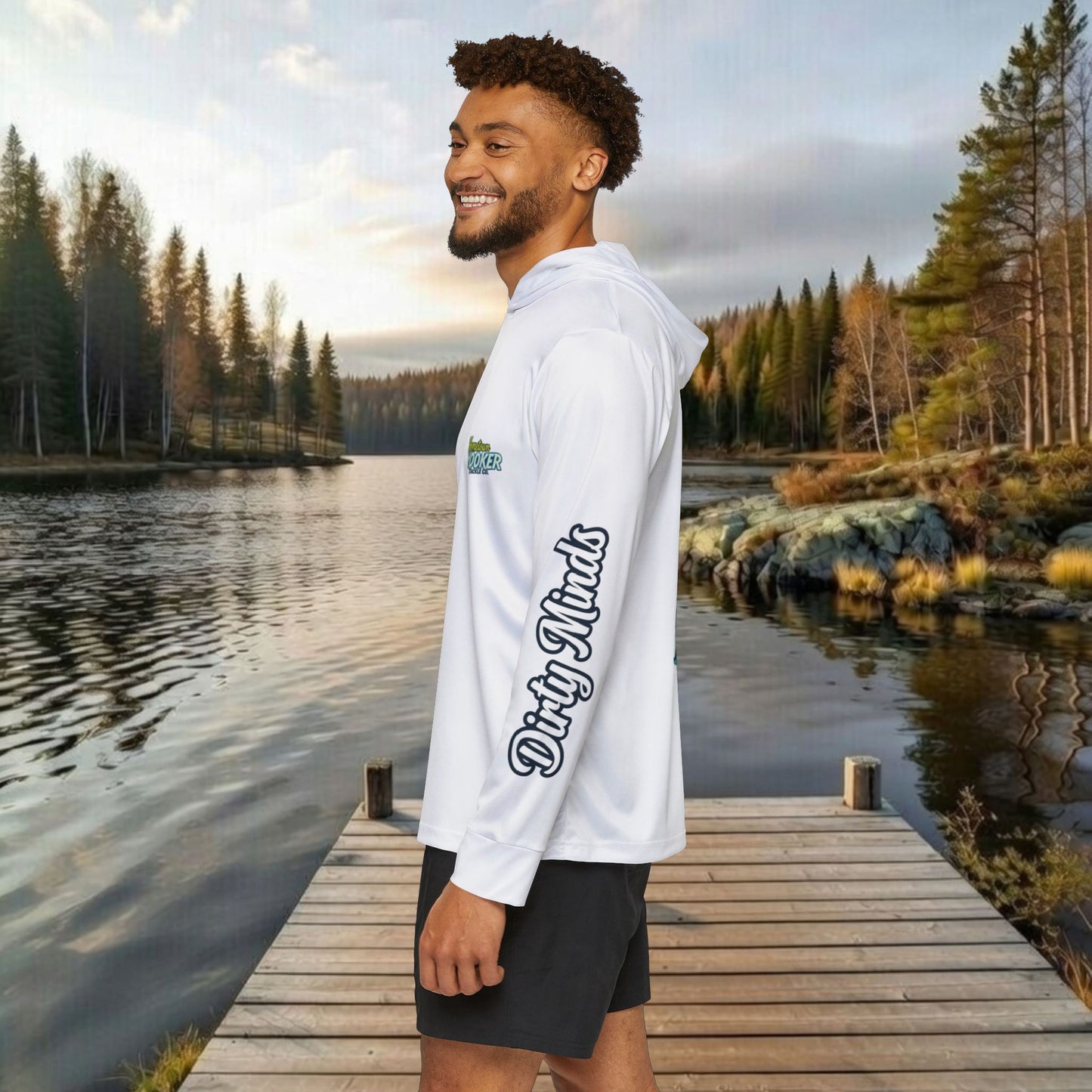 Hometown Hooker Tackle Co UPF 50+ Hooded Fishing Shirt – Lightweight Sun Protection Hoodie, Moisture-Wicking Performance Sun Shirt for Anglers – Tight Lines, Dirty Minds