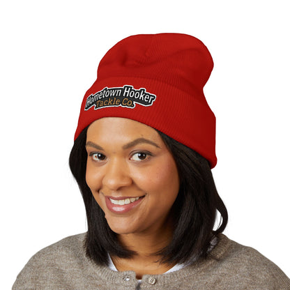 Hometown Hooker Embroidered Cuffed Beanie - Funny Fishing Beanie Hat, Adult Humor Fisherman Gift, Lake Life Winter Hat, Bass Fishing Accessory