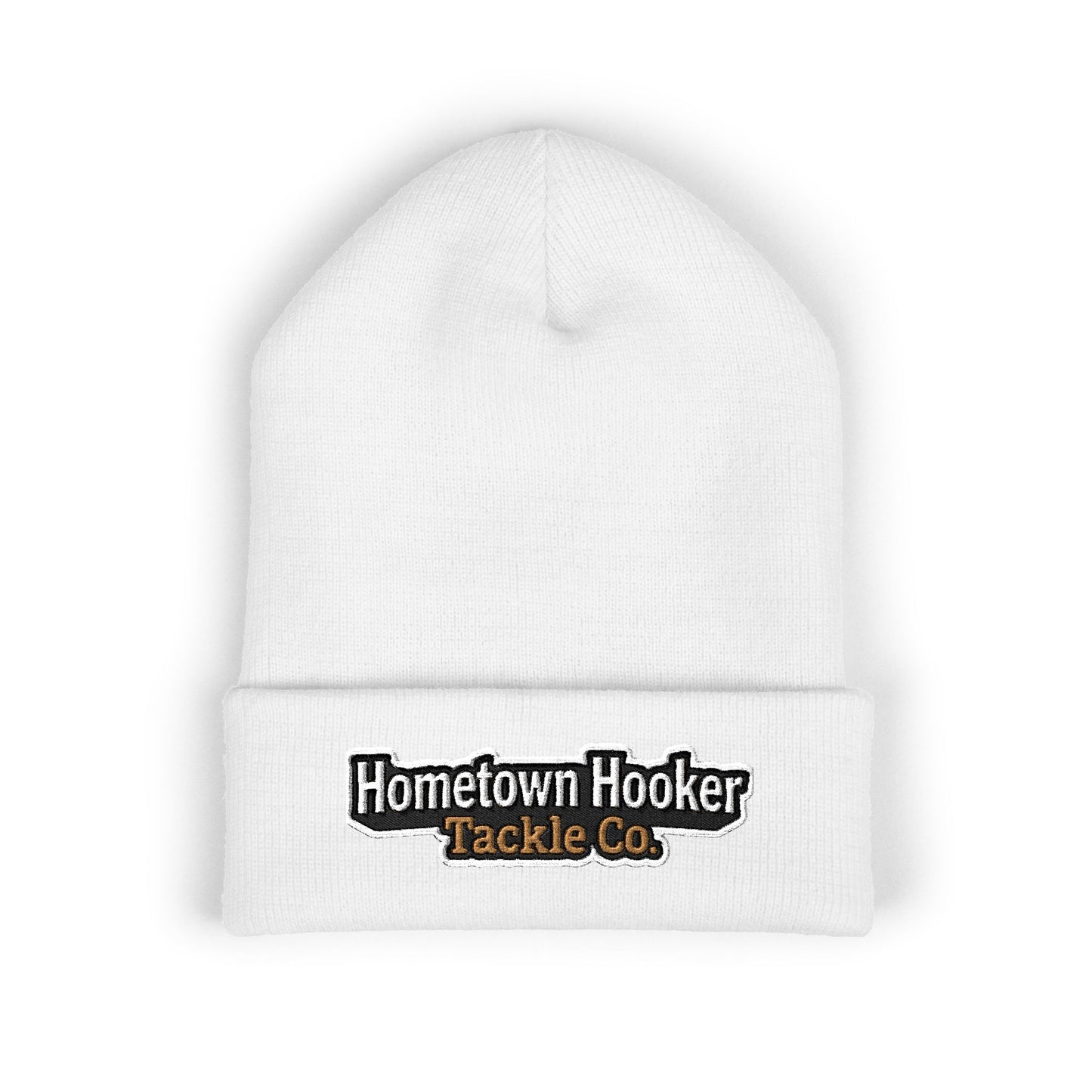 Hometown Hooker Embroidered Cuffed Beanie - Funny Fishing Beanie Hat, Adult Humor Fisherman Gift, Lake Life Winter Hat, Bass Fishing Accessory