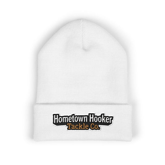Hometown Hooker Embroidered Cuffed Beanie - Funny Fishing Beanie Hat, Adult Humor Fisherman Gift, Lake Life Winter Hat, Bass Fishing Accessory