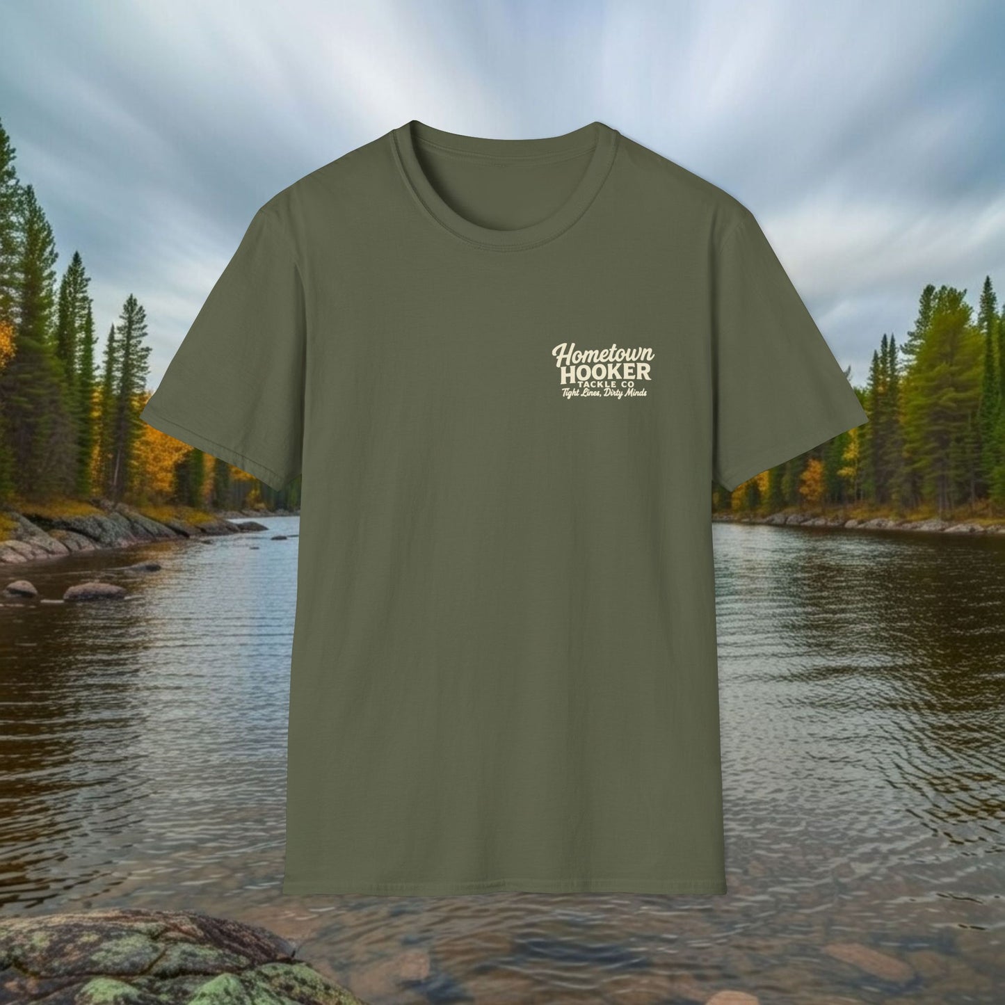 Hometown Hooker Tackle Co. Retro Pin-Up Tee | Funny Unisex Fishing Shirt