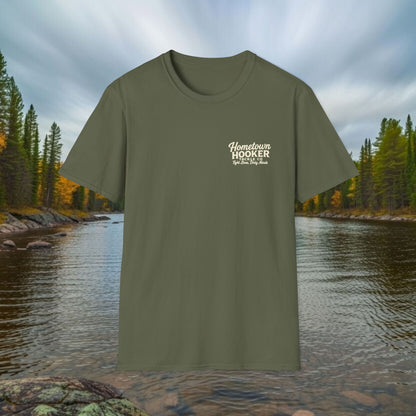 Hometown Hooker Tackle Co. Retro Pin-Up Tee | Funny Unisex Fishing Shirt