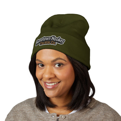 Hometown Hooker Embroidered Cuffed Beanie - Funny Fishing Beanie Hat, Adult Humor Fisherman Gift, Lake Life Winter Hat, Bass Fishing Accessory