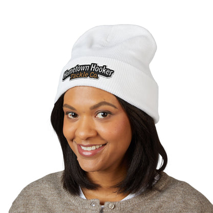 Hometown Hooker Embroidered Cuffed Beanie - Funny Fishing Beanie Hat, Adult Humor Fisherman Gift, Lake Life Winter Hat, Bass Fishing Accessory