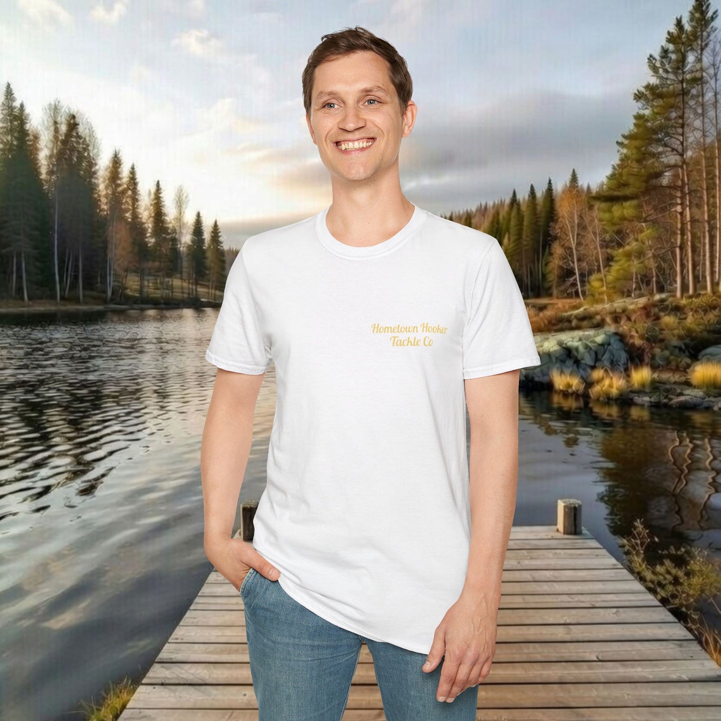 Hometown Hooker Tackle Co. Retro Pin-Up Graphic Tee-Unisex Funny Fishing T-Shirt