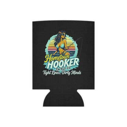 Hometown Hooker Tackle Co Can Cooler – Tight Lines, Dirty Minds Retro Fishing Koozie